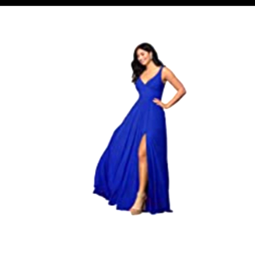 Chiffon royal blue bridemaid  dress